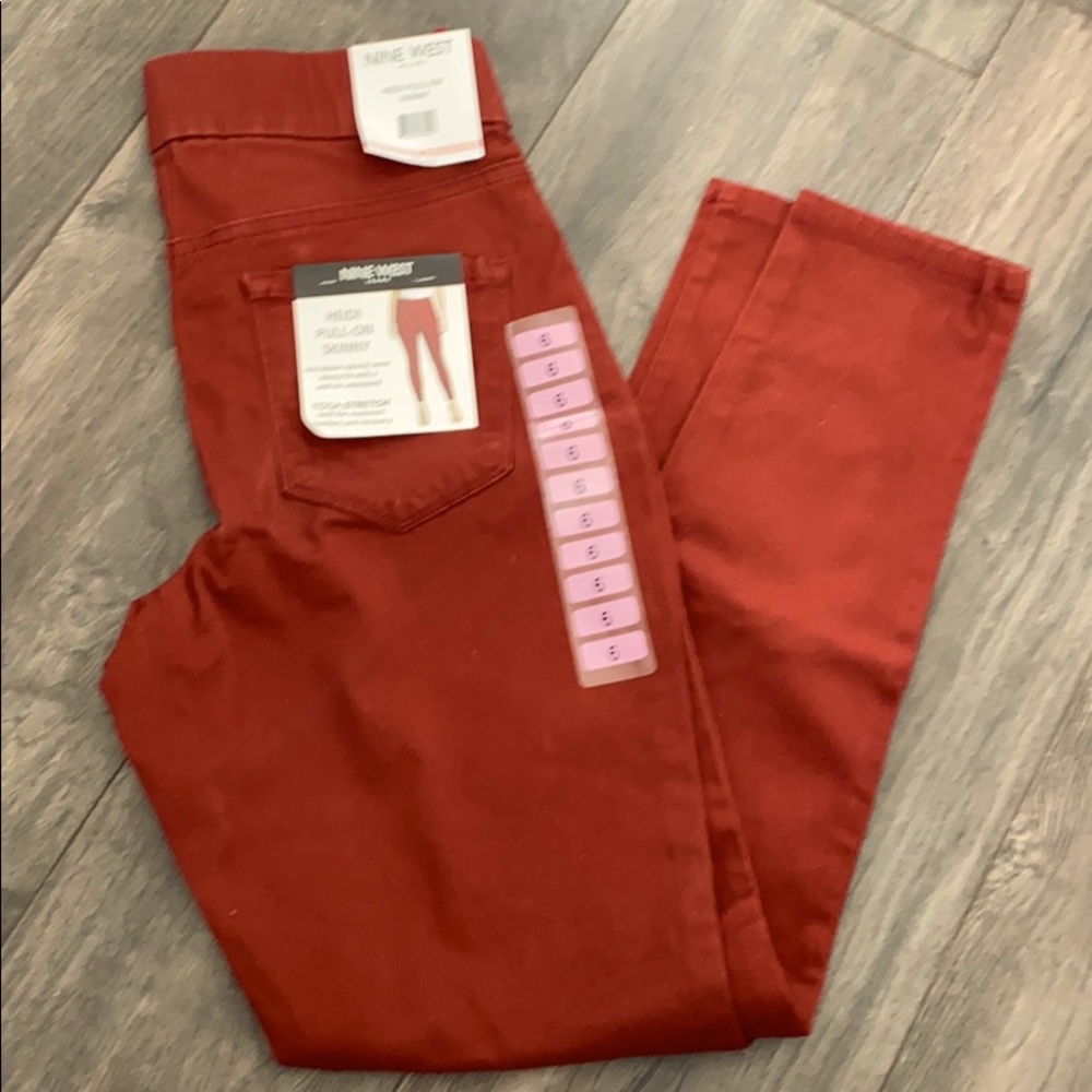 Nine West Heidi pull on skinny pants reddish brown